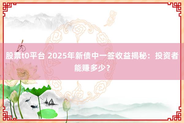 股票t0平台 2025年新债中一签收益揭秘：投资者能赚多少？