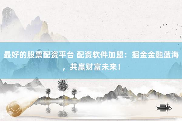 最好的股票配资平台 配资软件加盟：掘金金融蓝海，共赢财富未来！