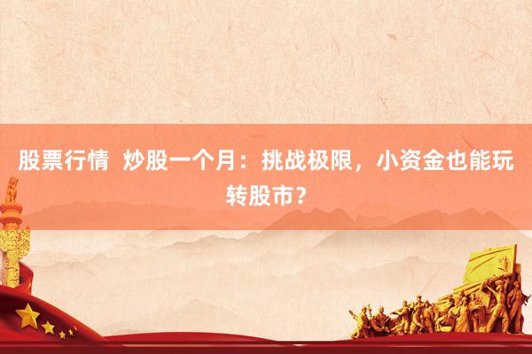 股票行情  炒股一个月：挑战极限，小资金也能玩转股市？