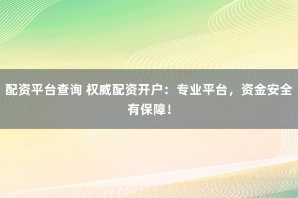 配资平台查询 权威配资开户：专业平台，资金安全有保障！