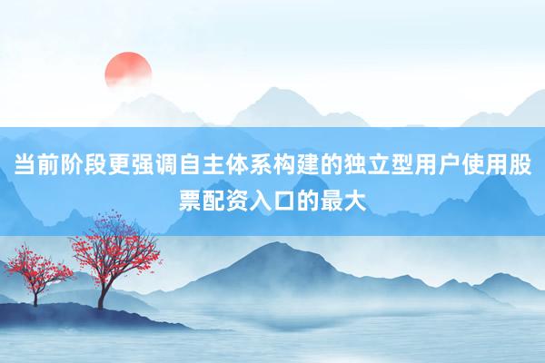 当前阶段更强调自主体系构建的独立型用户使用股票配资入口的最大