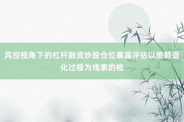 风控视角下的杠杆融资炒股仓位暴露评估以策略退化过程为线索的梳