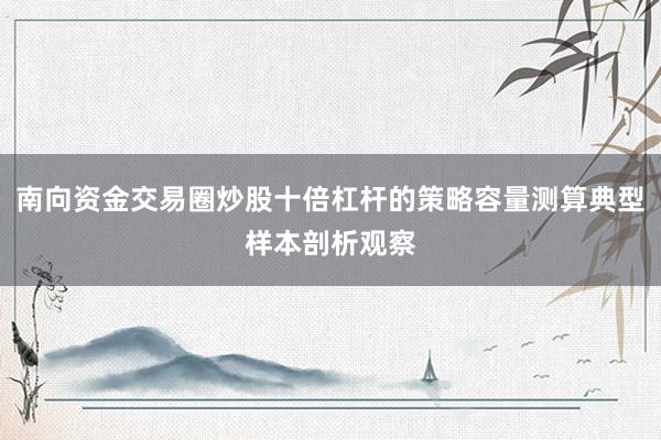 南向资金交易圈炒股十倍杠杆的策略容量测算典型样本剖析观察