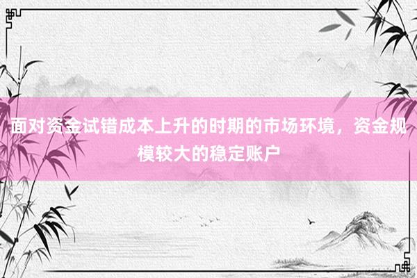 面对资金试错成本上升的时期的市场环境，资金规模较大的稳定账户
