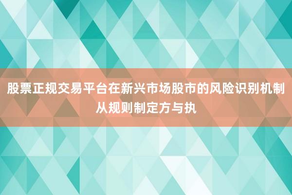 股票正规交易平台在新兴市场股市的风险识别机制从规则制定方与执
